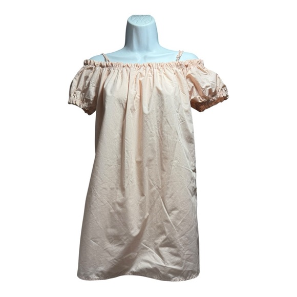 Chic Off-Shoulder Tan Dress - Picture 1 of 6